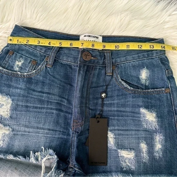 ONE Teaspoon for Free People Blue Colt High Waisted Bonitas Denim Shorts - Picture 10 of 14
